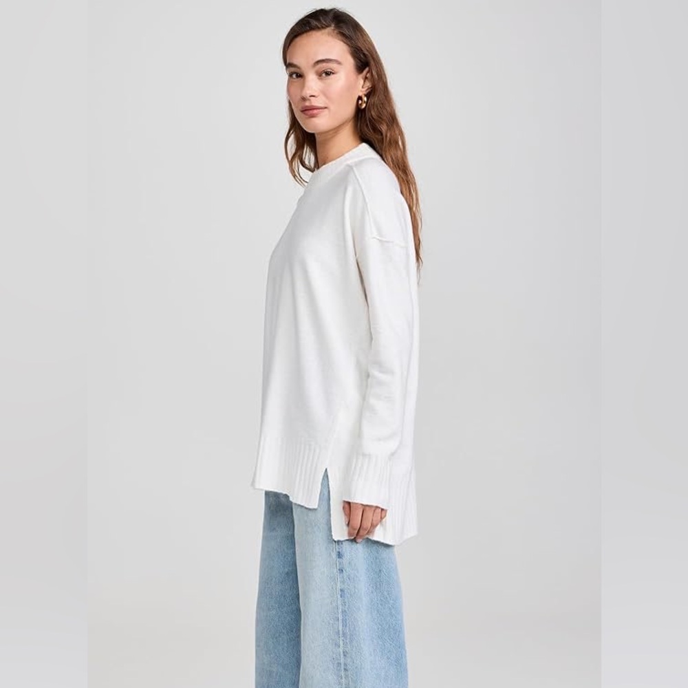 Free People sweater Phoebe Pull Over knit sweater white oversized sweater medium
